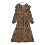 ROSE BUD 総柄 ドレス ワンピース ブラック ブラウン ピンク レディース ローズバッド【中古】5-1218M∞