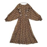 ROSE BUD 総柄 ドレス ワンピース ブラック ブラウン ピンク レディース ローズバッド【中古】5-1218M∞