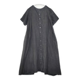 nest Robe リネン 2way 後染め 日本製 01172-1187 半袖 シャツワンピース ワンピース ブラック レディース ネストローブ【中古】6-0410S△