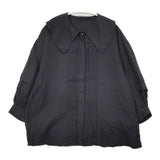 martinique コットンシルク ピンタック 比翼ボタン ブラウス シャツ ブラック レディース マルティニーク【中古】6-0307M∞