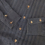 45R/45rpm インディゴリネンタック908SHIRT 定価51700円 ブラウス シャツ ネイビー レディース フォーティーファイブアールピーエム【中古】5-1218M∞