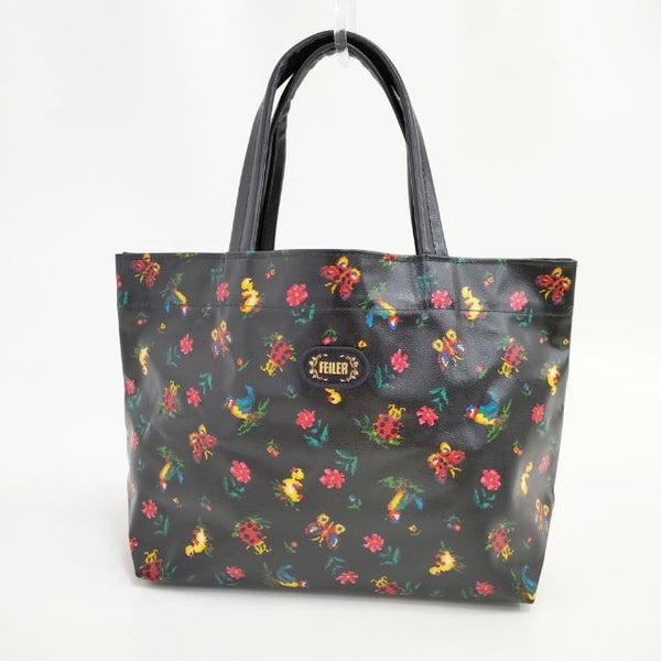 FEILER 花柄 PVC トートバッグ ブラック レディース フェイラー【中古】5-1122G∞