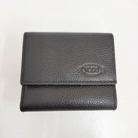 TOD'S レザーウォレット ユニセックス ミニウオレット ミニ財布 革 定価75900円 三つ折り財布 ブラック トッズ【中古】5-0908G♪
