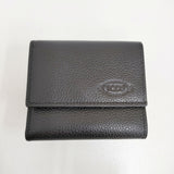 TOD'S レザーウォレット ユニセックス ミニウオレット ミニ財布 革 定価75900円 三つ折り財布 ブラック トッズ【中古】5-0908G♪