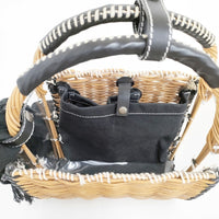 ebagos レザー×紅籐 クリア 2016SS かごバッグ ベージュ ブラック レディース エバゴス【中古】5-1001G◎