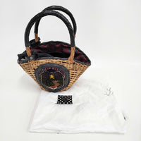 ebagos シェニール織 紅籐 カゴバッグ 15AW かごバッグ ベージュ ブラック レディース エバゴス【中古】5-1001T◎