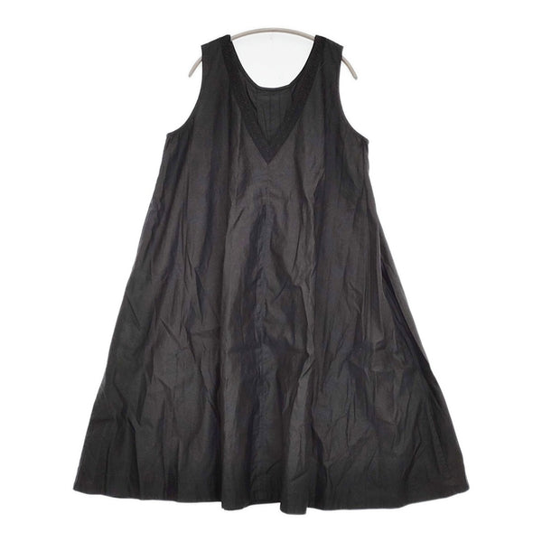 nest Robe レースVネックドレス 01194-8358 リネンコットン ワンピース ブラック レディース ネストローブ【中古】5-0908S♪