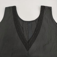 nest Robe レースVネックドレス 01194-8358 リネンコットン ワンピース ブラック レディース ネストローブ【中古】5-0908S♪