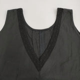 nest Robe レースVネックドレス 01194-8358 リネンコットン ワンピース ブラック レディース ネストローブ【中古】5-0908S♪