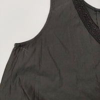 nest Robe レースVネックドレス 01194-8358 リネンコットン ワンピース ブラック レディース ネストローブ【中古】5-0908S♪