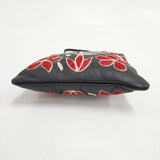 J&M Davidson レザー 刺繍 ミニバッグ トートバッグ ブラック レッド レディース ジェイアンドエムデヴィッドソン【中古】5-1122G∞