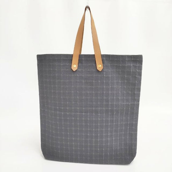 HERMES アメダバGM コットン インド製 レザーハンドル トートバッグ グレー レディース エルメス【中古】5-1006G∞