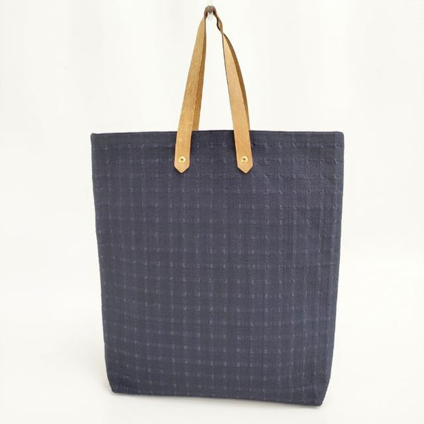 HERMES アメダバGM コットン インド製 レザーハンドル トートバッグ パープル レディース エルメス【中古】5-1006G∞