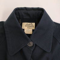HERMES ヴィンテージ バックジップ コットンキャンバス サイズ36 コート ネイビー レディース エルメス【中古】5-0908M♪