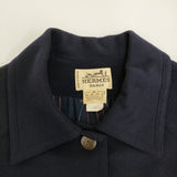 HERMES ヴィンテージ カシミヤ オーバーサイズ サイズ40 コート ネイビー レディース エルメス【中古】5-0908A♪