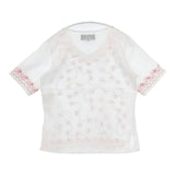 tricot COMME des GARCONS 刺繍 半袖 ブラウス シャツ AD2007 ホワイト レッド レディース トリココムデギャルソン【中古】6-0323S∞