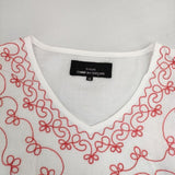 tricot COMME des GARCONS 刺繍 半袖 ブラウス シャツ AD2007 ホワイト レッド レディース トリココムデギャルソン【中古】6-0323S∞