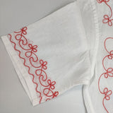 tricot COMME des GARCONS 刺繍 半袖 ブラウス シャツ AD2007 ホワイト レッド レディース トリココムデギャルソン【中古】6-0323S∞