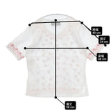 tricot COMME des GARCONS 刺繍 半袖 ブラウス シャツ AD2007 ホワイト レッド レディース トリココムデギャルソン【中古】6-0323S∞