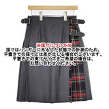 O'NEIL OF DUBLIN プリーツ ラップ キルト ウール スカート グレー レディース オニールオブダブリン【中古】5-1020T∞