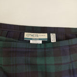 O'NEIL OF DUBLIN プリーツ ラップ キルト ブラックウォッチ ウール スカート グリーン ネイビー レディース オニールオブダブリン【中古】5-1020T∞
