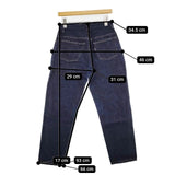 YAECA 9-14W ワイドテーパードデニム 28 定価18700円 コットン ジーンズ デニムパンツ ブルー INDIGO レディース ヤエカ【中古】6-0101G∞