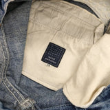 mina perhonen ma4115 always ジーンズ ダメージ加工 34 コットンリネン インディゴ デニムパンツ ブルー レディース ミナペルホネン【中古】6-0101G∞