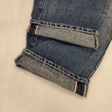 mina perhonen ma4115 always ジーンズ ダメージ加工 34 コットンリネン インディゴ デニムパンツ ブルー レディース ミナペルホネン【中古】6-0101G∞