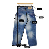 mina perhonen ma4115 always ジーンズ ダメージ加工 34 コットンリネン インディゴ デニムパンツ ブルー レディース ミナペルホネン【中古】6-0101G∞