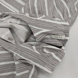 LENO バックボタンブラウス ストライプ オーバーサイズ 長袖シャツ グレー ホワイト レディース リノ【中古】5-1221M∞