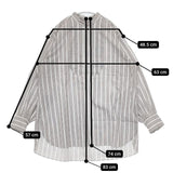 LENO バックボタンブラウス ストライプ オーバーサイズ 長袖シャツ グレー ホワイト レディース リノ【中古】5-1221M∞