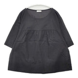 DRIES VAN NOTEN ベルギー産 コットン ギャザー サイズ38 五分袖 ブラウス シャツ ブラック レディース ドリスヴァンノッテン【中古】6-0410S△