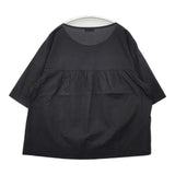DRIES VAN NOTEN ベルギー産 コットン ギャザー サイズ38 五分袖 ブラウス シャツ ブラック レディース ドリスヴァンノッテン【中古】6-0410S△