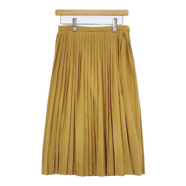 TOMORROWLAND フェイクスエード プリーツスカート 定価15840円 ロングスカート マスタード レディース トゥモローランド【中古】5-1020T∞