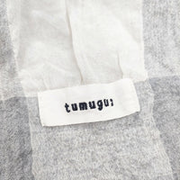 tumugu 異素材パッチワーク マフラー ストール グレー ホワイト レディース ツムグ【中古】5-1001T◎