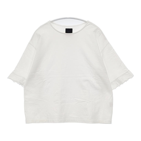 オオカミとフクロウ TND-241 コットン フリル 五分袖 日本製 Ｔシャツ カットソー ホワイト レディース オオカミとフクロウ【中古】6-0410S△ オオカミとフクロウ TND-241 コットン フリル 五分袖 日本製 Tシャツ