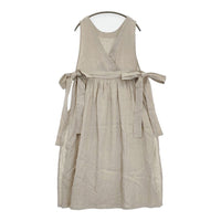 atelier emau リネン エプロンドレス リボン ワンピース ベージュ レディース アトリエエマウ【中古】5-0908S♪