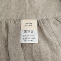 atelier emau リネン エプロンドレス リボン ワンピース ベージュ レディース アトリエエマウ【中古】5-0908S♪