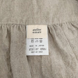 atelier emau リネン エプロンドレス リボン ワンピース ベージュ レディース アトリエエマウ【中古】5-0908S♪