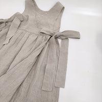 atelier emau リネン エプロンドレス リボン ワンピース ベージュ レディース アトリエエマウ【中古】5-0908S♪