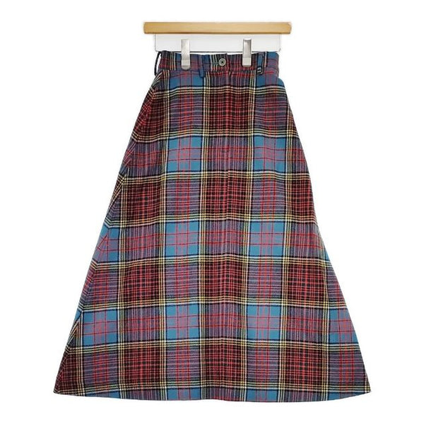 PINK HOUSE ウール チェック ロングスカート ブルー レッド レディース ピンクハウス【中古】5-1020T∞