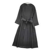 FRANCJOUR KEYCO LISA ボートネックワンピース ノワール リネン100％ ベルト付き ワンピース ブラック レディース フランジュール【中古】5-0908M♪