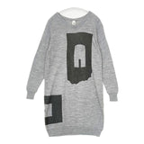 Ebonyivory ウール混 フロントポケット ニットチュニック ワンピース グレー レディース エボニーアイボリー【中古】5-1020T∞