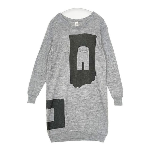 Ebonyivory ウール混 フロントポケット ニットチュニック ワンピース グレー レディース エボニーアイボリー【中古】5-1020T∞