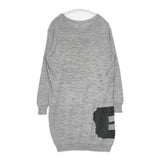 Ebonyivory ウール混 フロントポケット ニットチュニック ワンピース グレー レディース エボニーアイボリー【中古】5-1020T∞