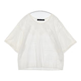 mizuiro-ind 刺繍 カットワーク 切替 コットン 日本製 半袖Ｔシャツ カットソー ホワイト レディース ミズイロインド【中古】6-0410S△