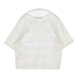 mizuiro-ind 刺繍 カットワーク 切替 コットン 日本製 半袖Ｔシャツ カットソー ホワイト レディース ミズイロインド【中古】6-0410S△