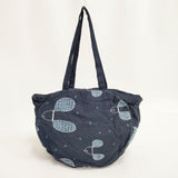 mina perhonen ss9980 meow bag plover ミャオバッグ大 刺繍 ショルダーバッグ ネイビー レディース ミナペルホネン【中古】6-0101G∞