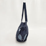 mina perhonen ss9980 meow bag plover ミャオバッグ大 刺繍 ショルダーバッグ ネイビー レディース ミナペルホネン【中古】6-0101G∞