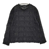 mizuiro-ind シアーパターンニッティングクルーネックロングTシャツ 定価10780円 24AW ブラック レディース ミズイロインド【中古】5-0908M♪